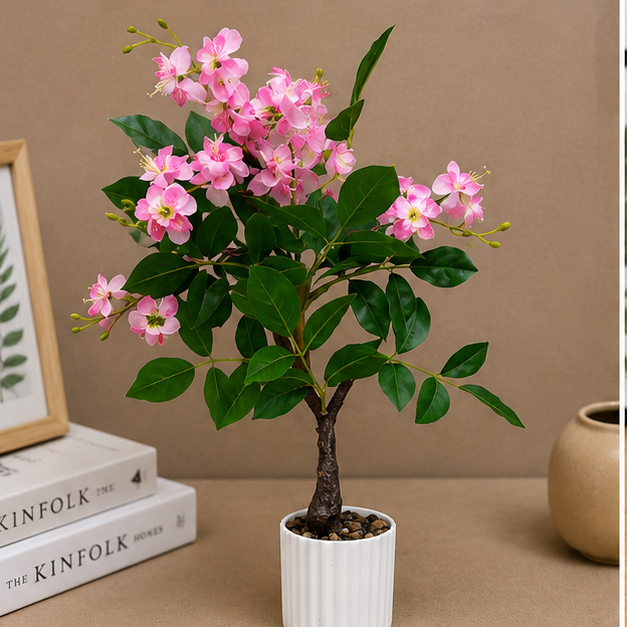 Artificial Bougainvillea Plant in White Pot (YM2248)