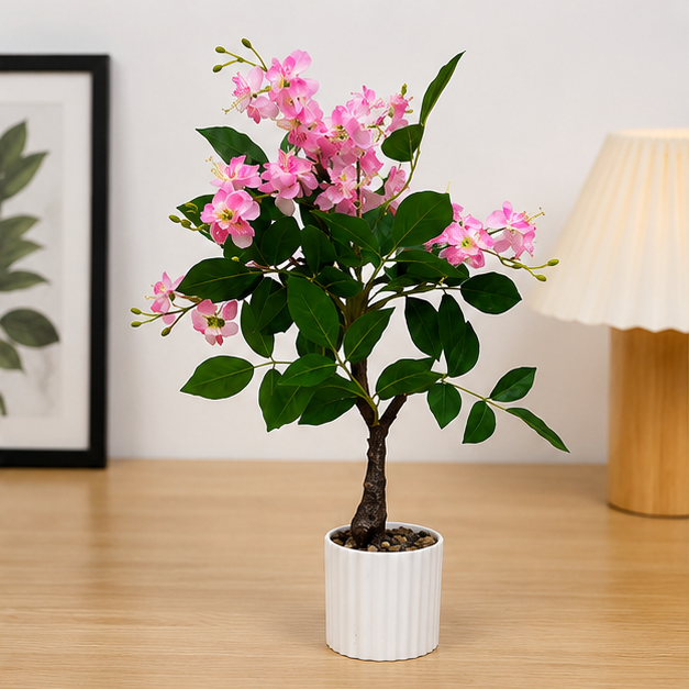 Artificial Bougainvillea Plant in White Pot (YM2248)