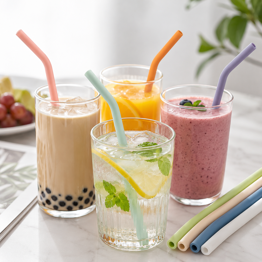 Reusable Bent Drinking Straw Set of 6 (YM144)