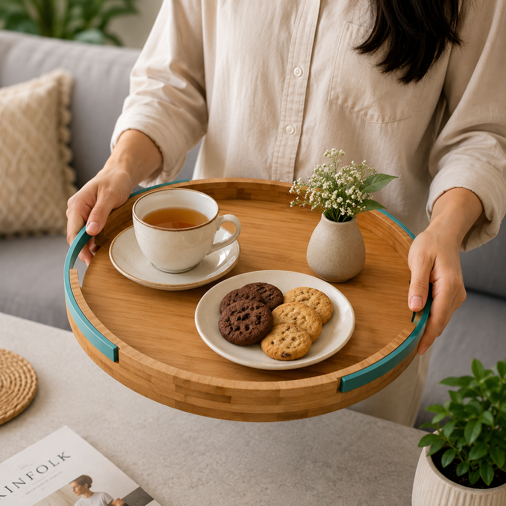 Wooden Round Serving Tray(YM131)