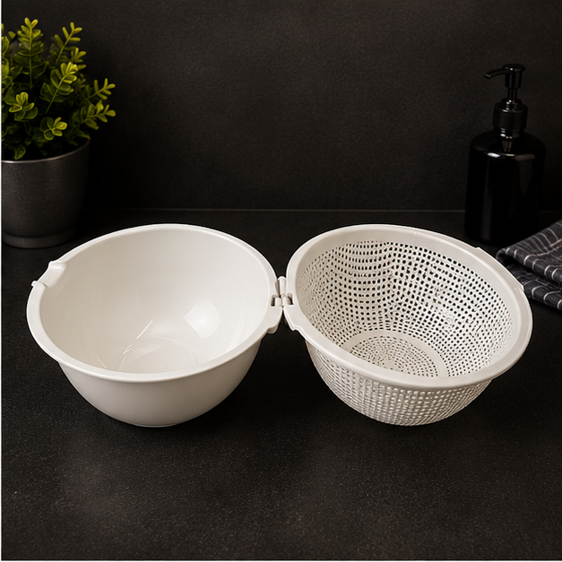 Drain Basket Set of 2 – Beige Kitchen Organizer (YM554)