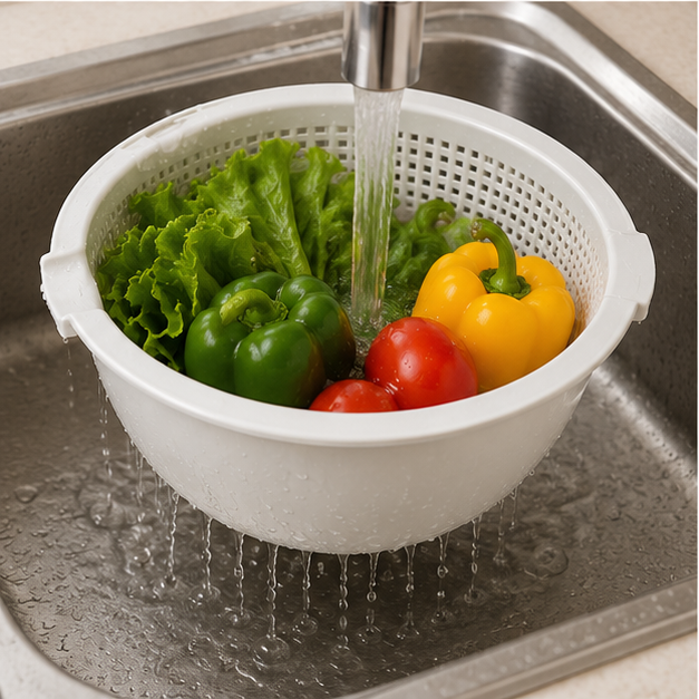 Drain Basket Set of 2 – Beige Kitchen Organizer (YM554)