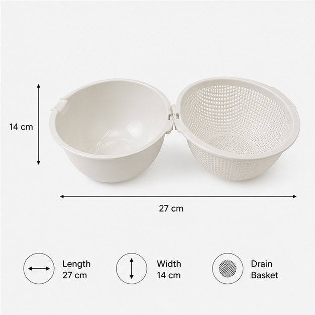 Drain Basket Set of 2 – Beige Kitchen Organizer (YM554)