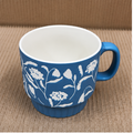 Blue Floral Ceramic Coffee Mug for Daily Use (YM2843)