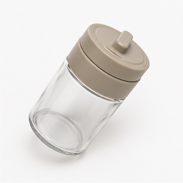 Grey Glass Spice Container 150ML with Lid (YM2750)