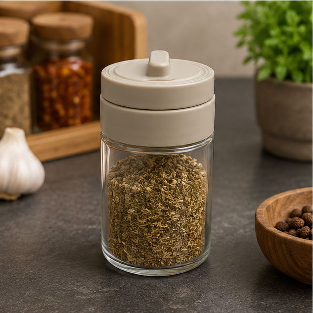 Grey Glass Spice Container 150ML with Lid (YM2750)