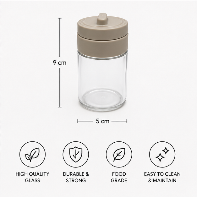 Grey Glass Spice Container 150ML with Lid (YM2750)
