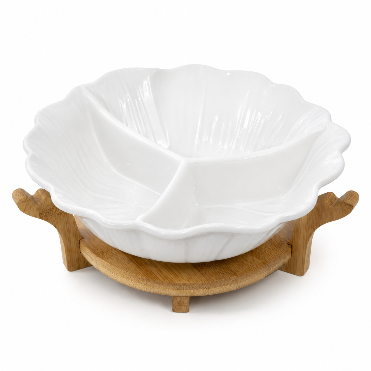 Elegant 3-Partition Serving Tray – White (YM1785)