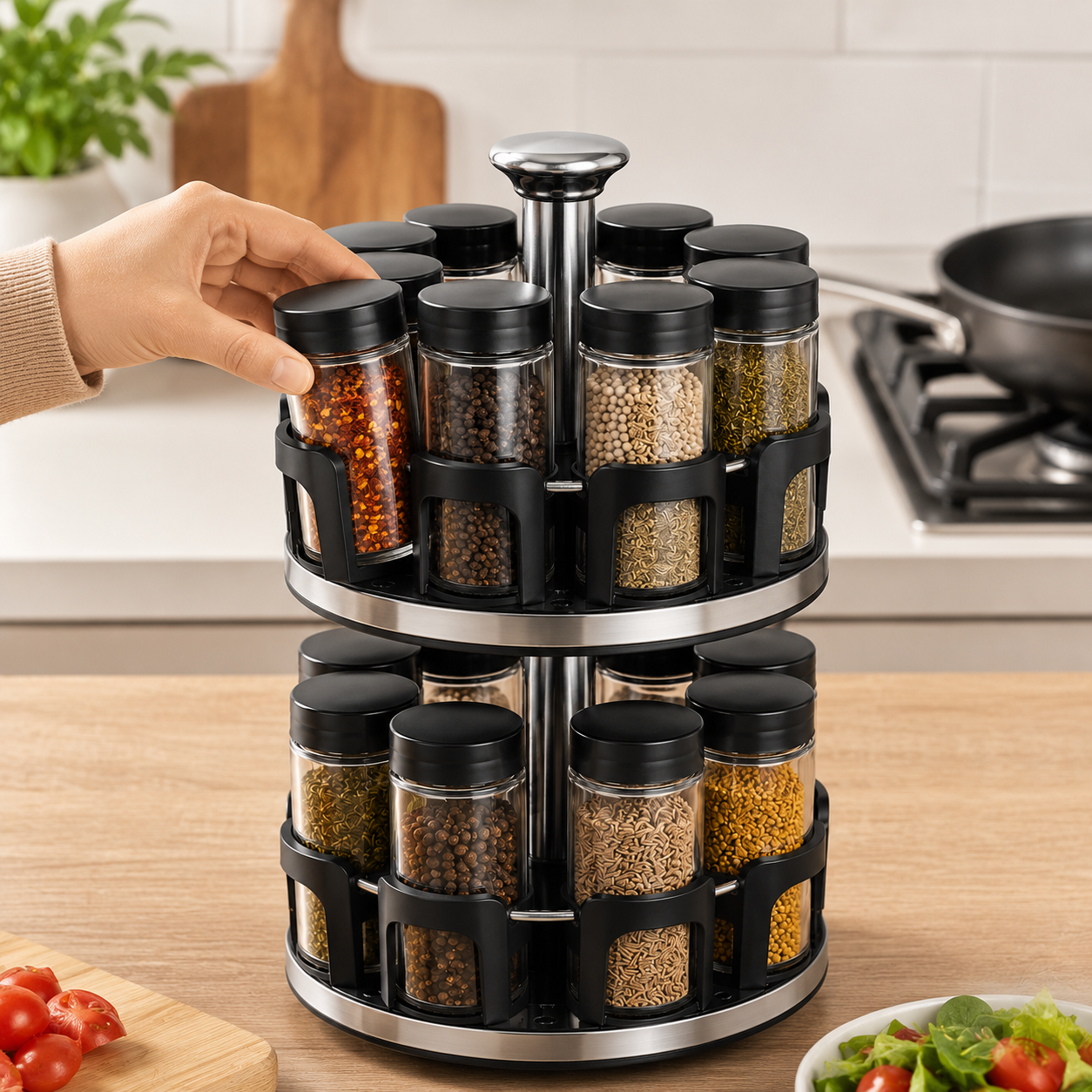 Spice Sphere Glass Seasoning Organizer Set (YM064)