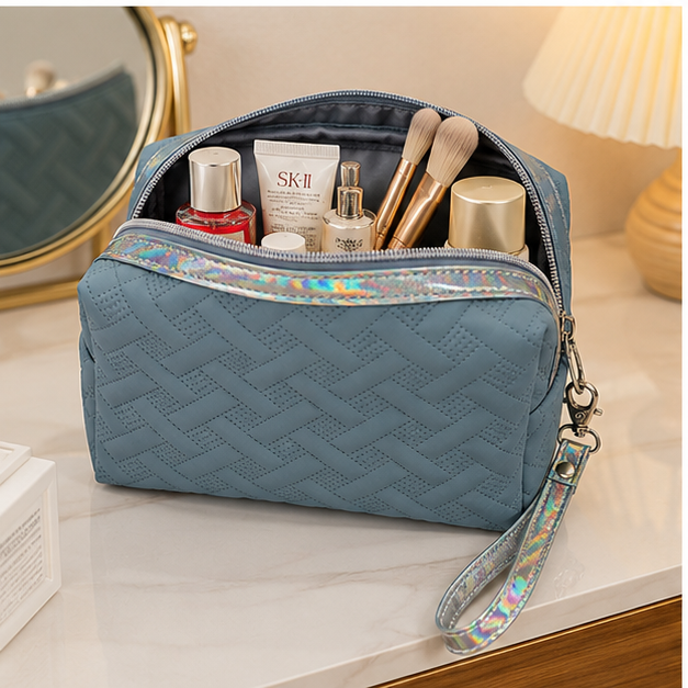 Blue Braided Texture Cosmetic Organizer Bag (YM1434)