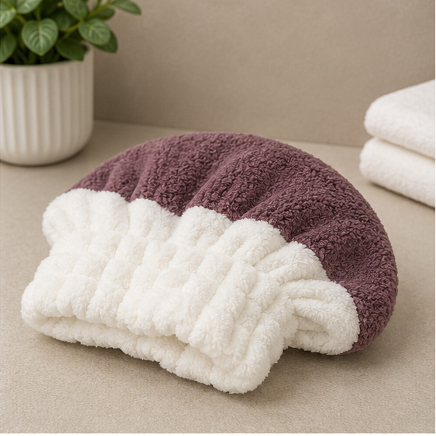 Brown Cute Microfiber Hair Towel Cap (YM375)