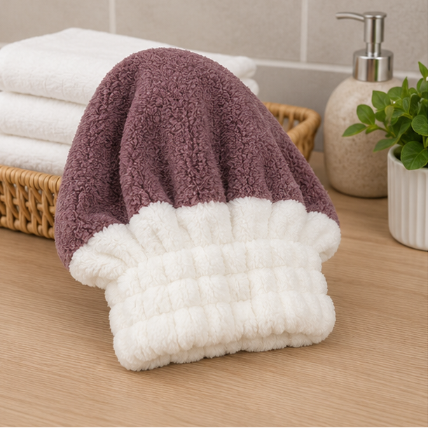 Brown Cute Microfiber Hair Towel Cap (YM375)