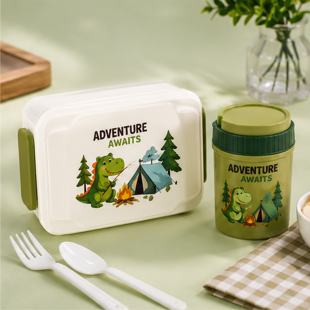 Green Kids Lunch Box with Water Bottle Set (YM2473)