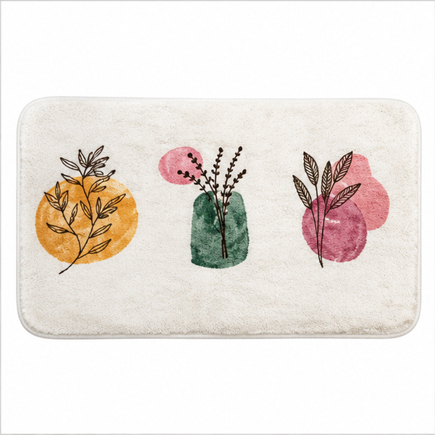 White Floral Floor Mat (YM2092)