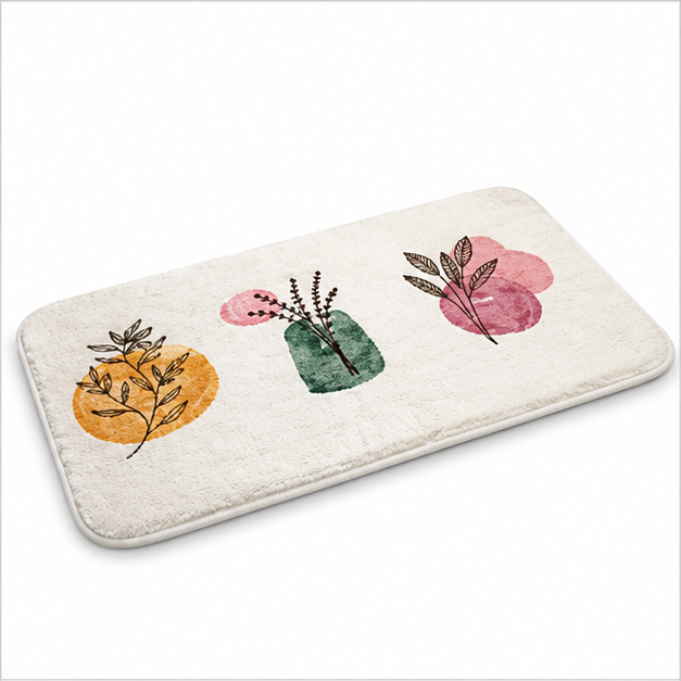 White Floral Floor Mat (YM2092)