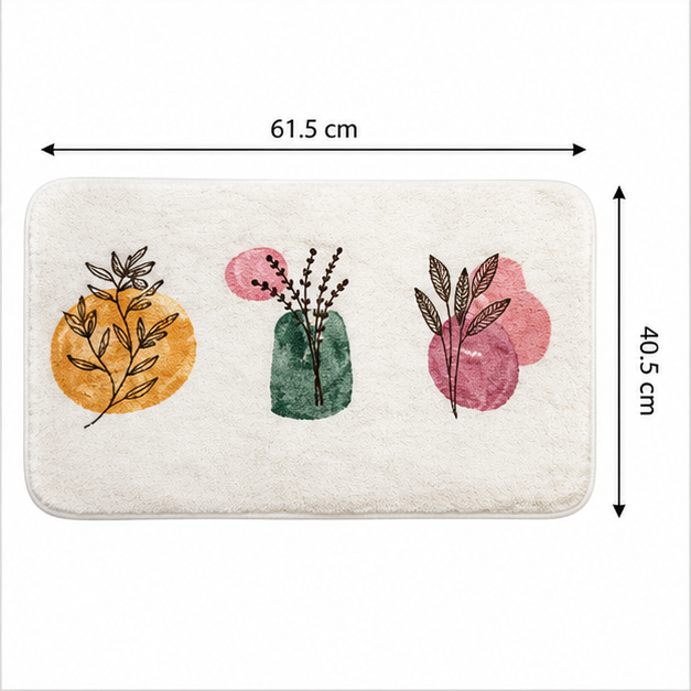 White Floral Floor Mat (YM2092)