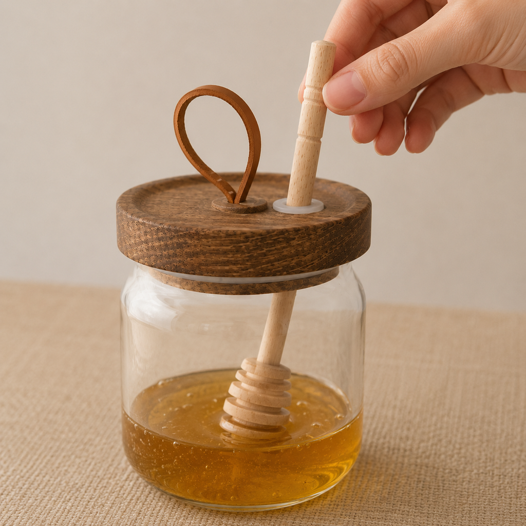 Glass Jar with Wooden Dipper(YM2466)
