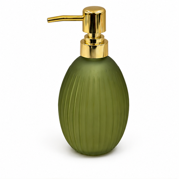 Green Glass Soap Dispenser with Gold Pump (YM2555)
