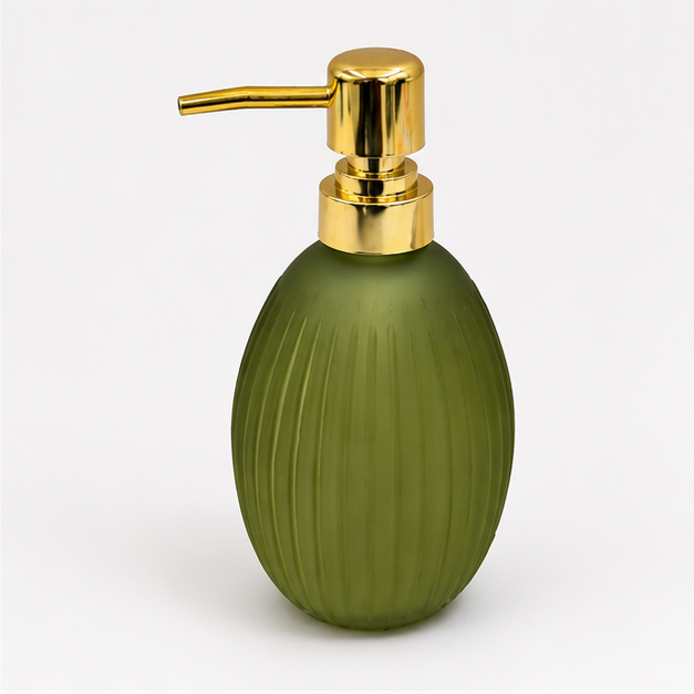Green Glass Soap Dispenser with Gold Pump (YM2555)