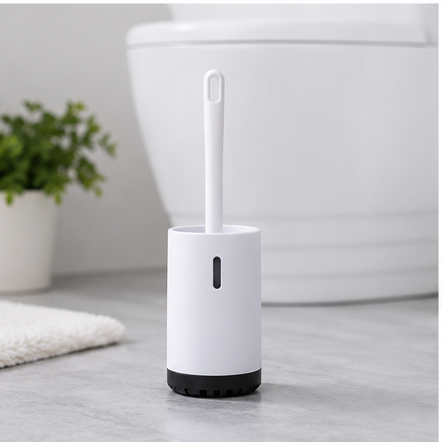 White Plastic Cleaning Brush for Bathroom Use