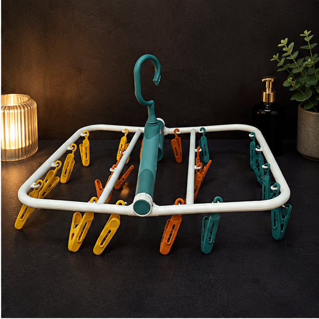 Cloth Drying Hanger with Clips Multi Color (YM304)