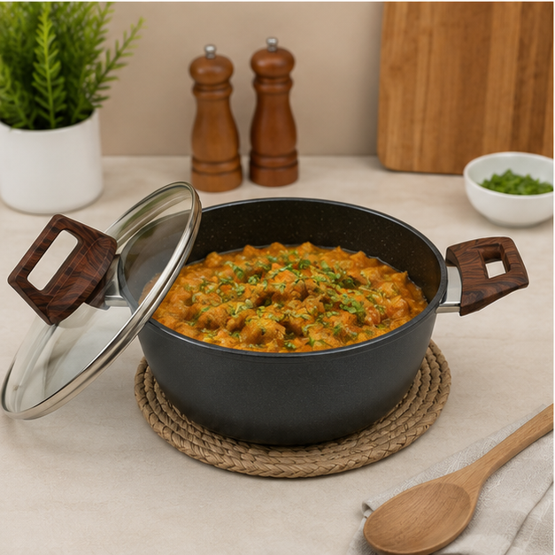 Premium Maifan Stone Cooking Pan with Lid 22CM for Everyday Cooking (YM1316)