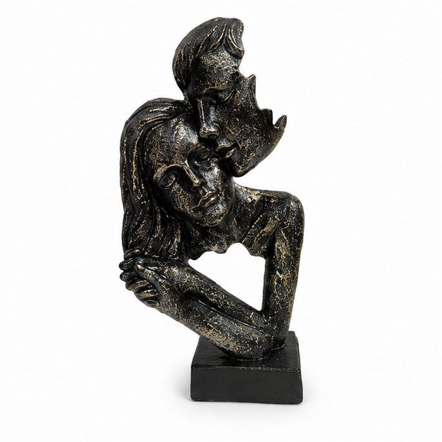 Abstract Couple Figurine in Dark Metallic Finish Black (YM2315)