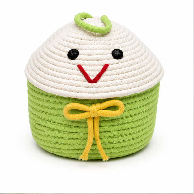 Green Rope Style Laundry Basket for Home Storage (YM1878)