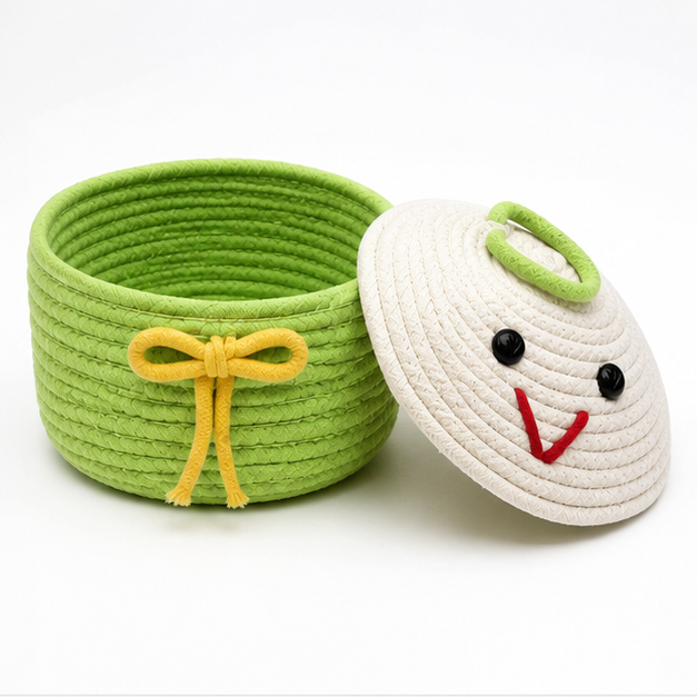 Green Rope Style Laundry Basket for Home Storage (YM1878)