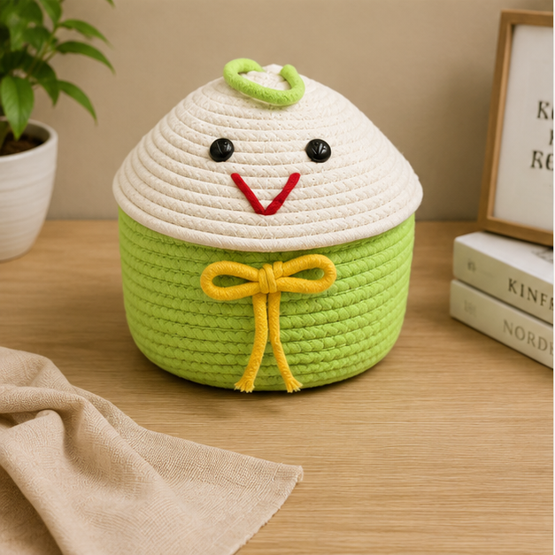 Green Rope Style Laundry Basket for Home Storage (YM1878)
