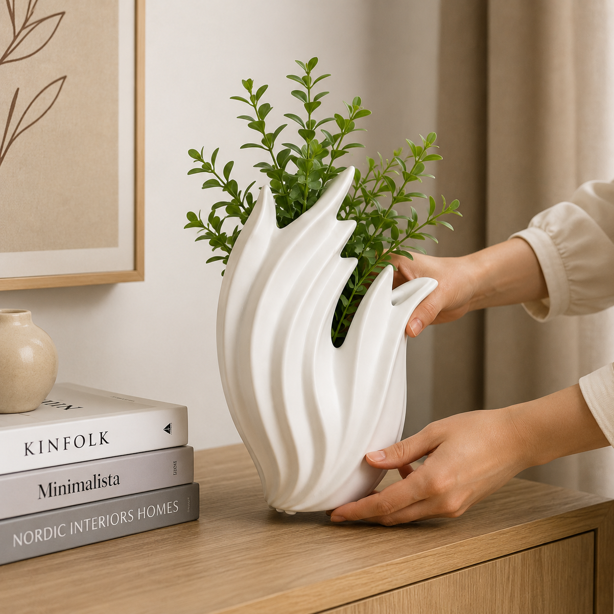 White Sculptural Flower Vase(YM2369)