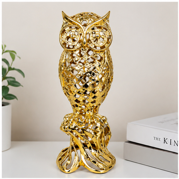 Gold Metal Owl Showpiece for Home Décor (YM2262)
