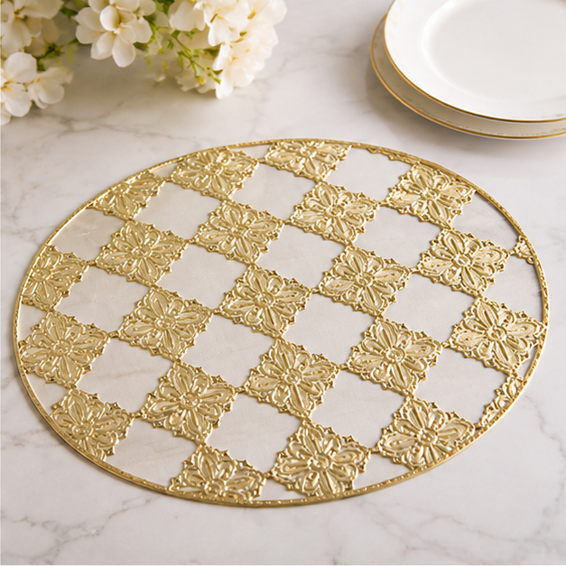 Gold Decorative Table Mat Set of 6 for Dining Table Styling (YM2658)