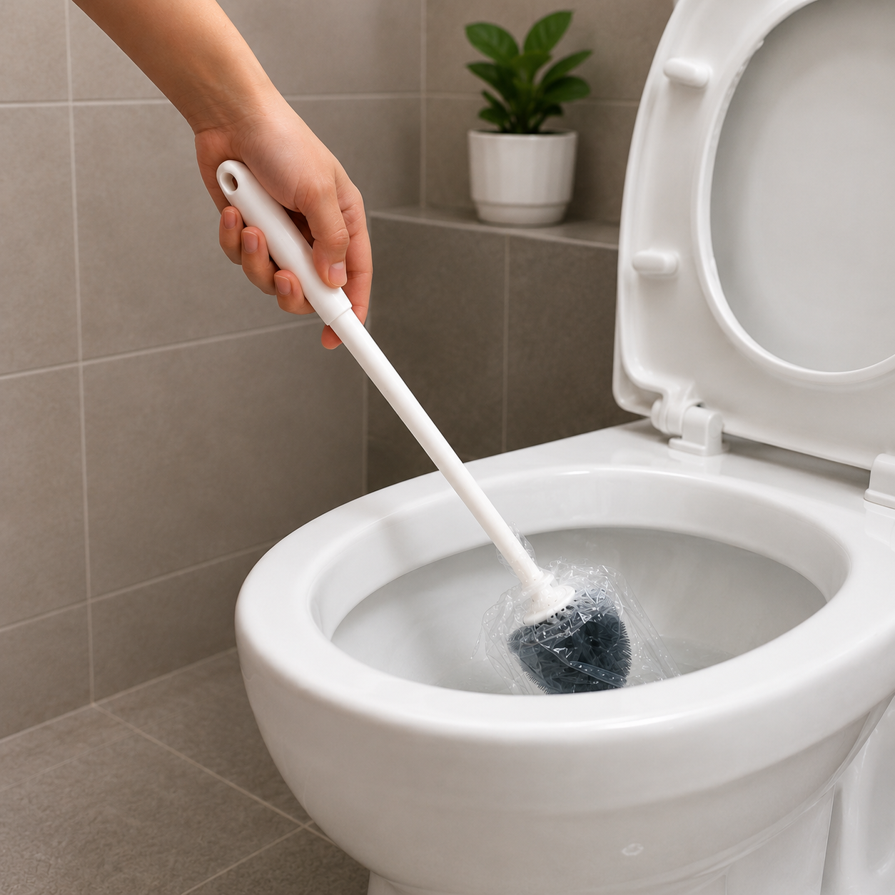 Premium White Toilet Brush with Holder(YM2784)