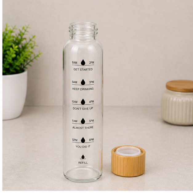 Transparent Glass Water Bottle 500ml (YM1553)
