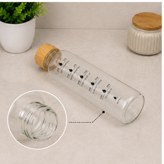 Transparent Glass Water Bottle 500ml (YM1553)