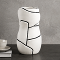 White Abstract Flower Vase with Black Detailing (YM2342)