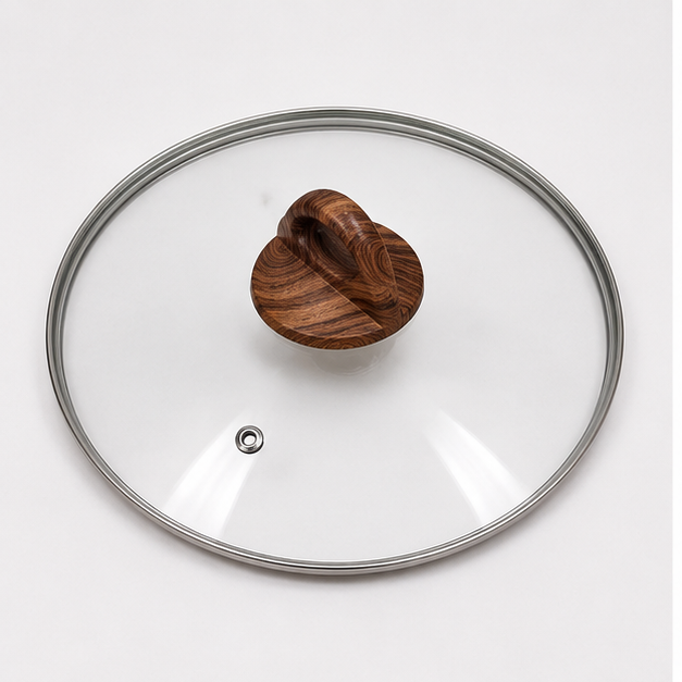 Transparent Glass Lid 28cm with Wooden Knob (YM1995)