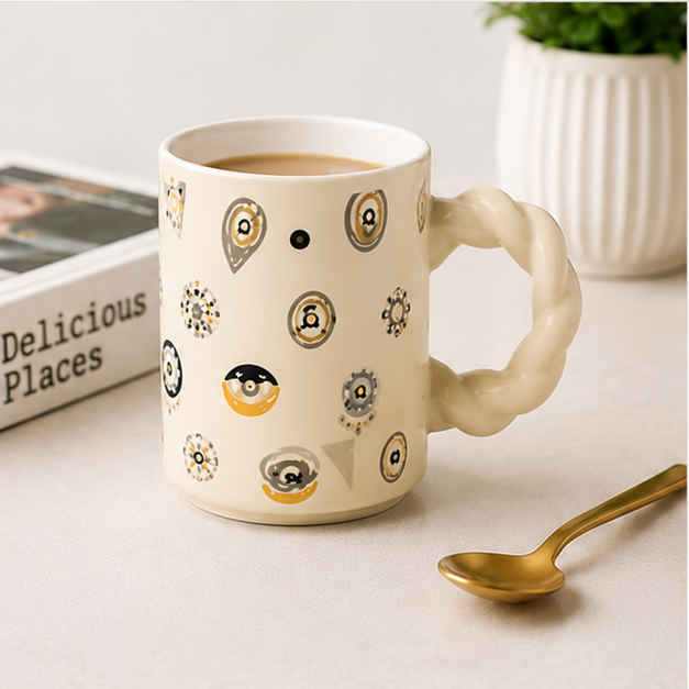 Off Cream Ceramic Tea Coffee Mug for Drinkware Collection (YM2844)