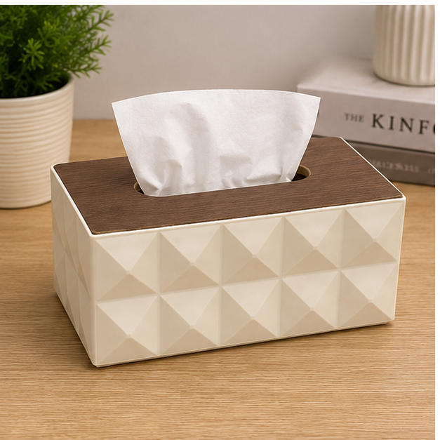 Cream Plastic Tissue Paper Box Holder (YM2711)