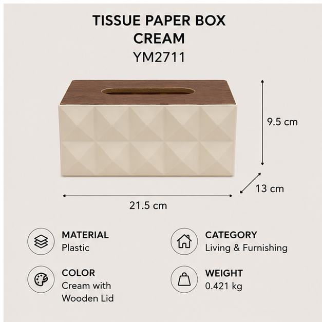 Cream Plastic Tissue Paper Box Holder (YM2711)