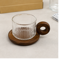Transparent Glass Cup with Wooden Plate (YM1558)
