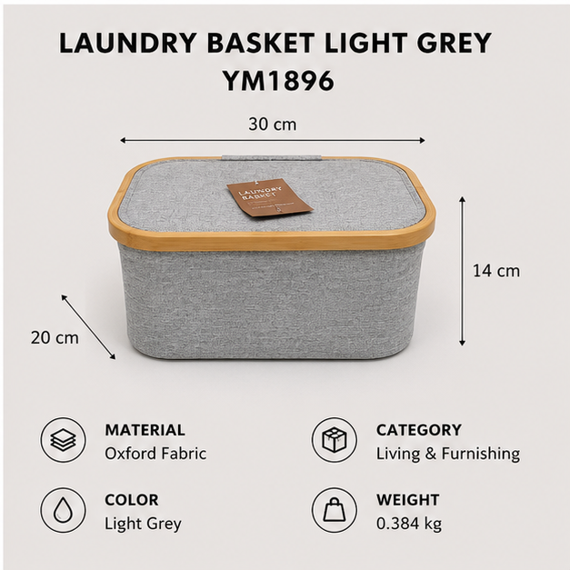 Light Grey Oxford Laundry Basket (YM1896)