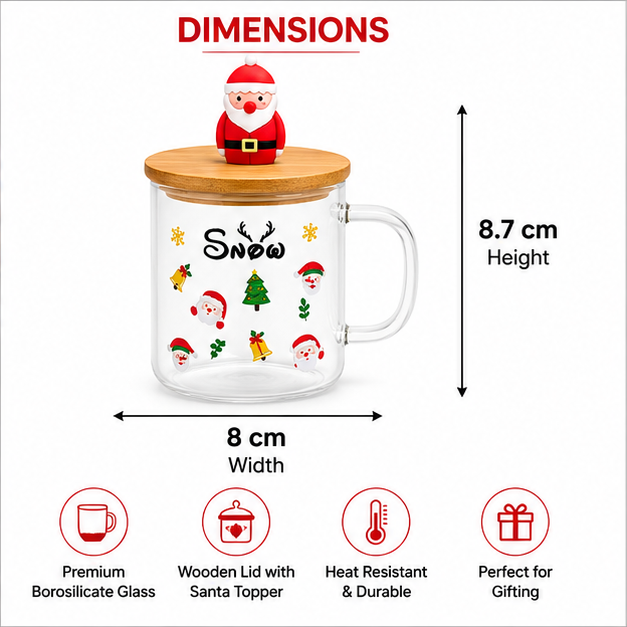Transparent Christmas Glass Cup with Lid (YM1986)
