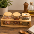 3-Piece Spice Jar Set with Wooden Stand (YM2409)