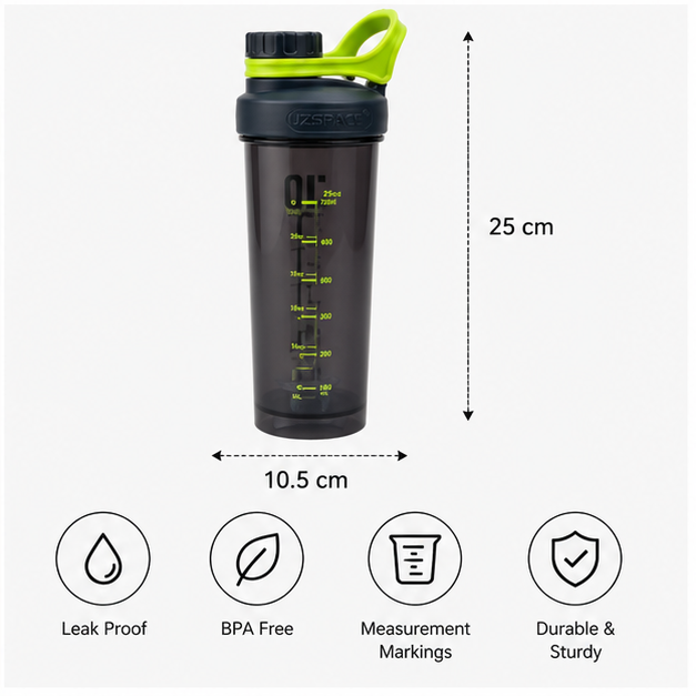 800ml Black Protein Shaker Bottle (YM2149)