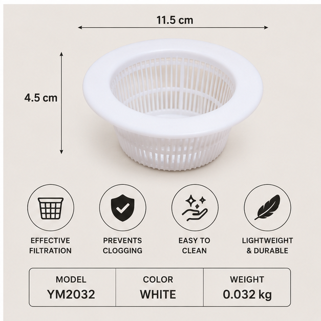 White Sink Strainer for Kitchen Drain 11cm (YM2032)