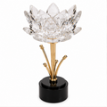 Lotus Crystal Candle Holder with Gold Stem (YM2290)