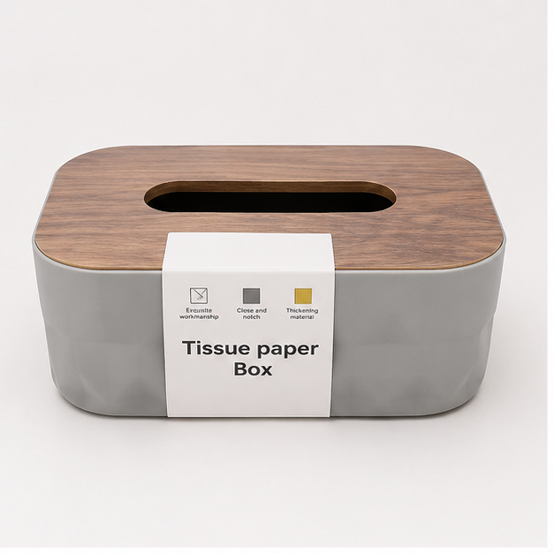 Grey Wooden Tissue Paper Box Holder (YM2715)