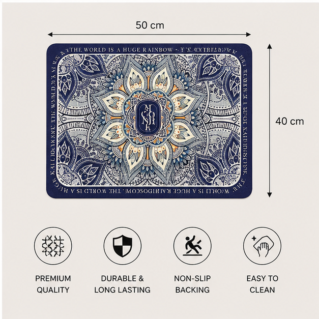 Blue Mandala Door Mat for Home Entrance (YM983)